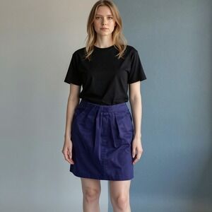 Anne Klein Navy Blue Pleated Front Mini Skirt Size 2 U02M714471